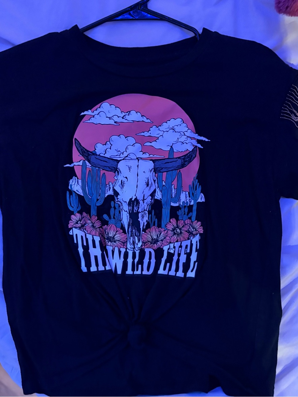 Kids' The Wild Life Graphic Tee - Black with Pink & Blue Print